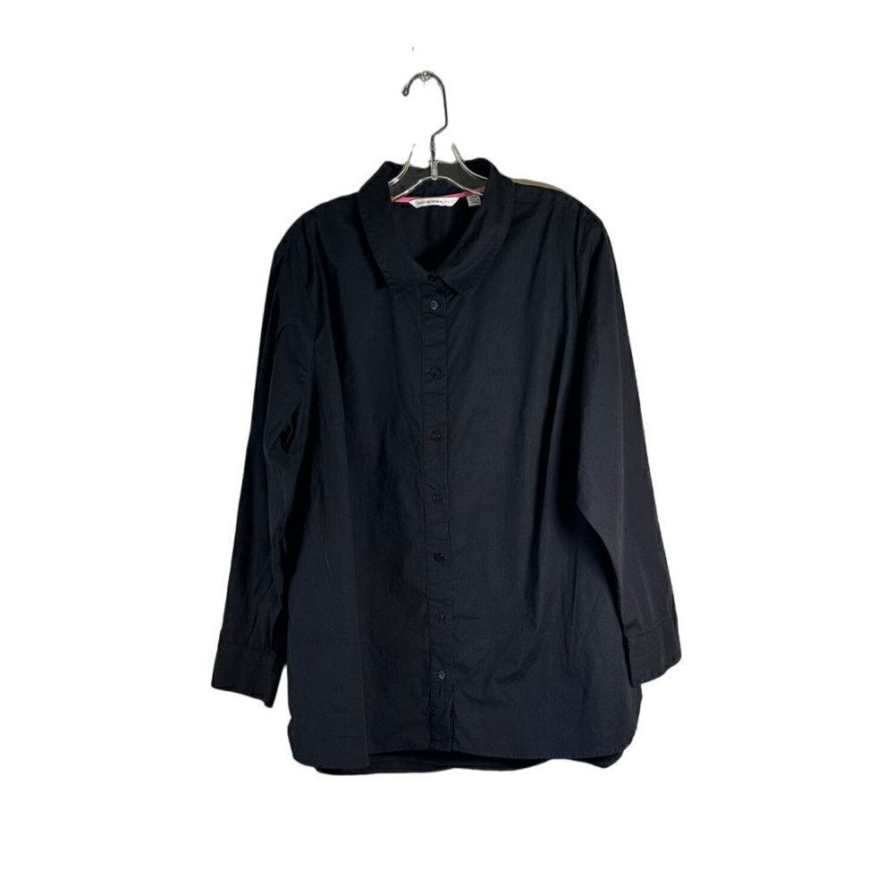 Isaac Mizrahi Live! Women's Long Sleeve Woven Black Tunic Blouse Size 20W - Picture 1 of 8